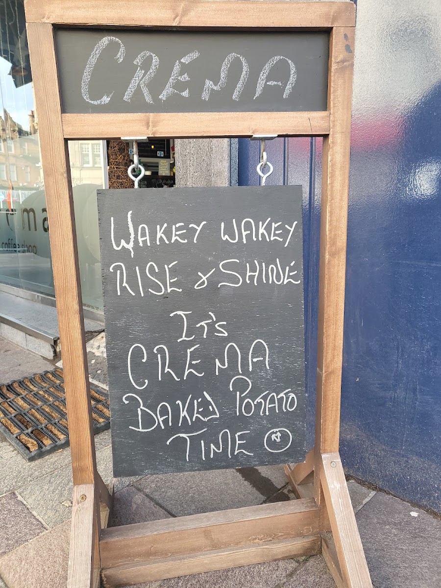 Crema Café menu board
