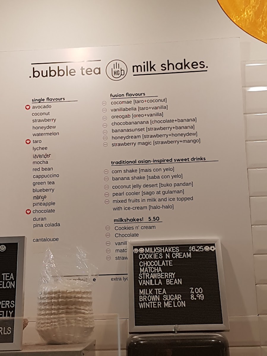 Higher Ground Coffee & Tea House menu board