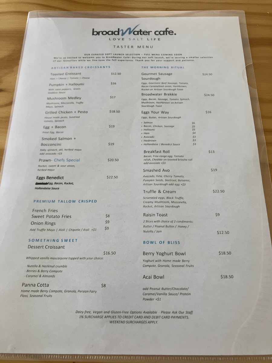 Mug & Beans Cafe menu board