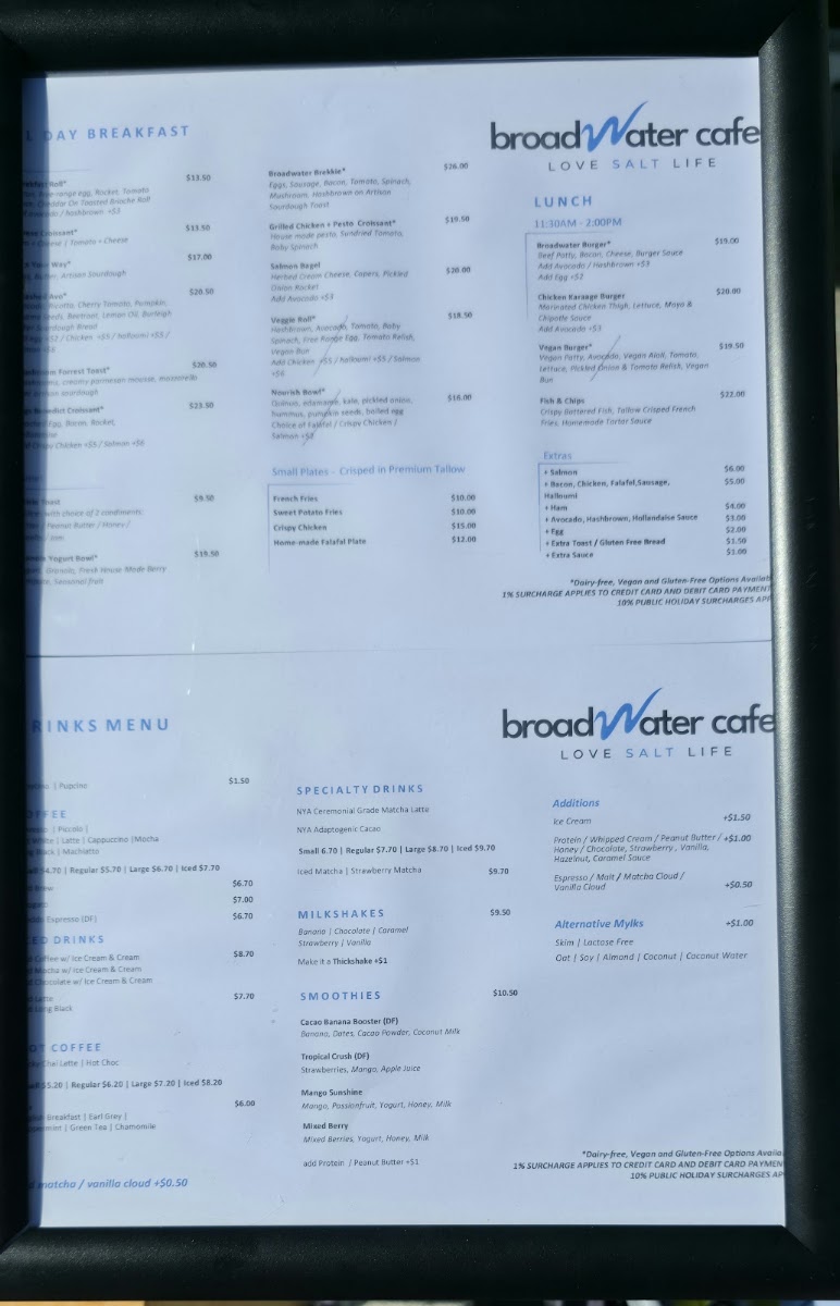Mug & Beans Cafe menu board