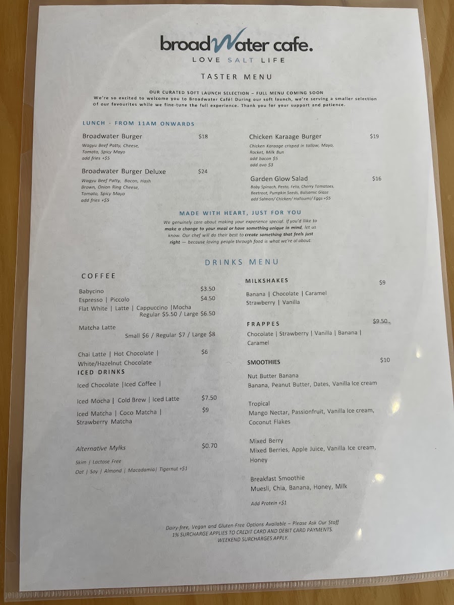Mug & Beans Cafe menu board