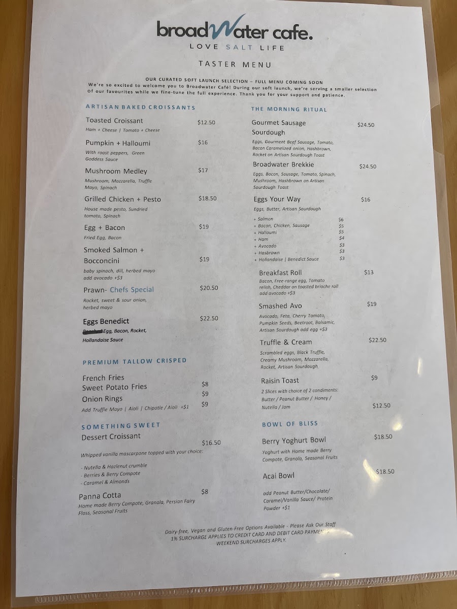 Mug & Beans Cafe menu board