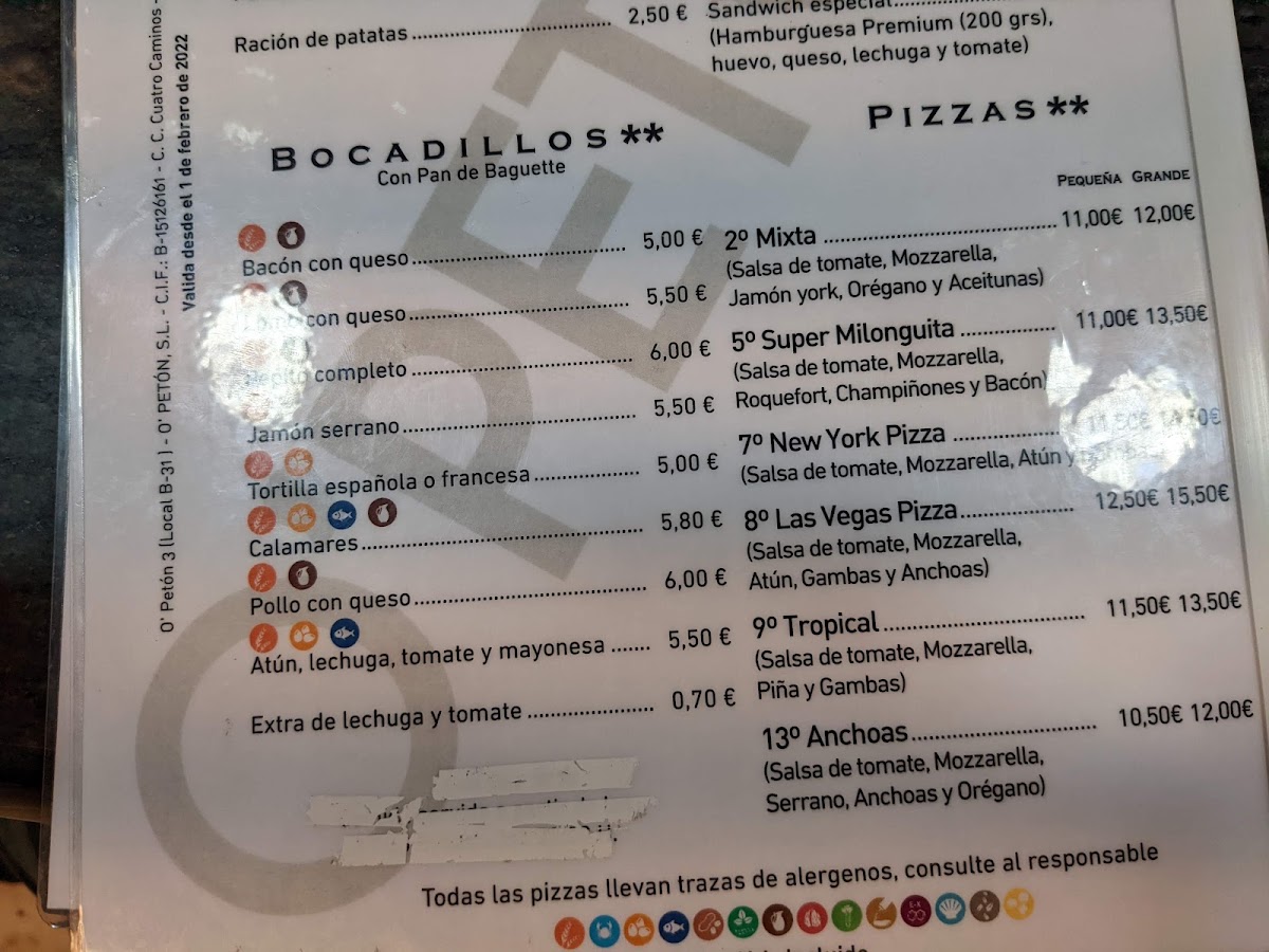 O Peton 3 menu board