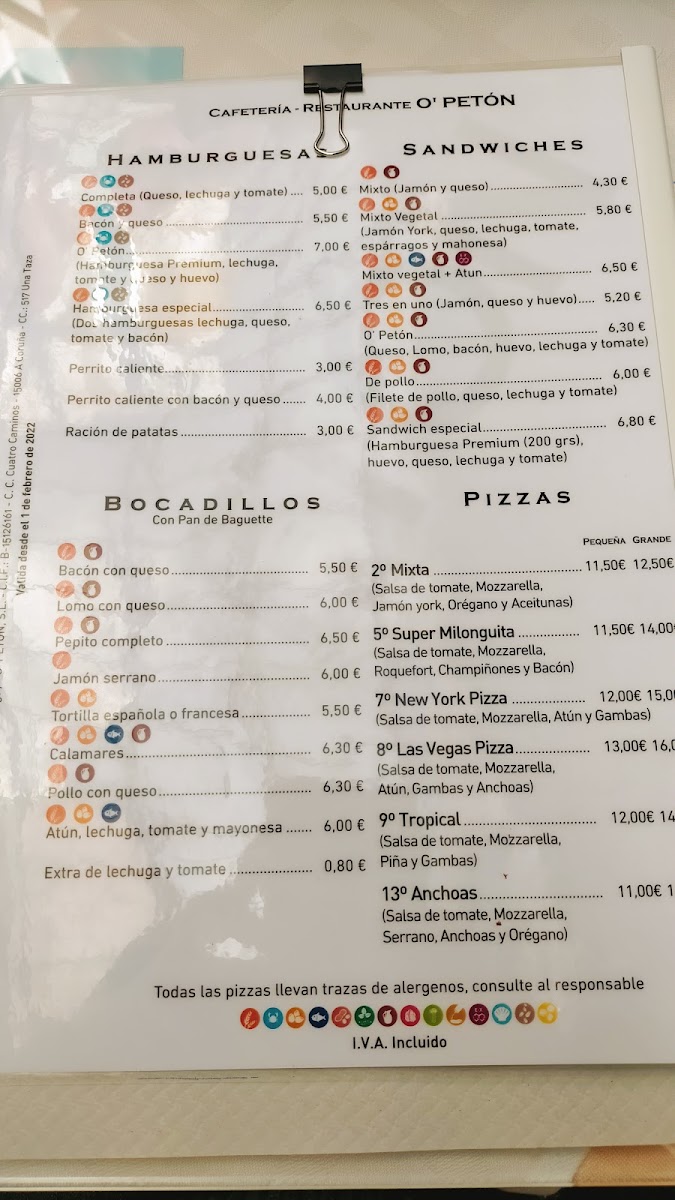 O Peton 3 menu board