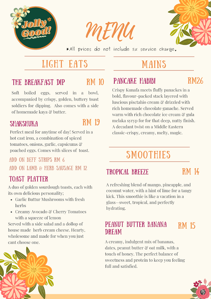 Jolly Good menu board