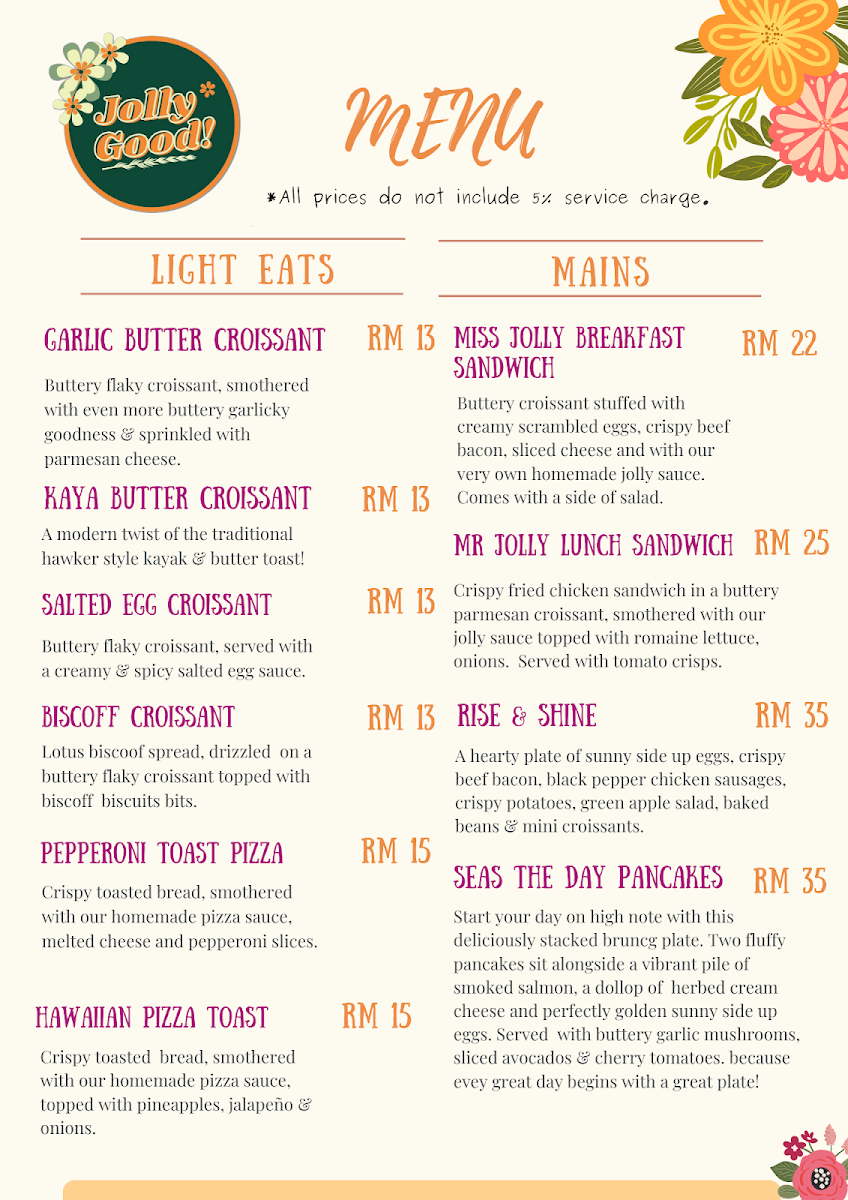 Jolly Good menu board