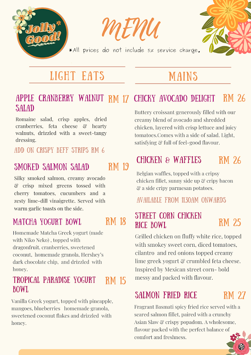 Jolly Good menu board