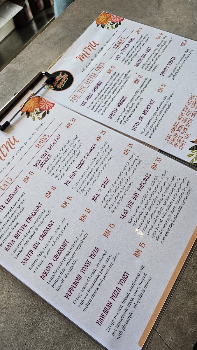 Jolly Good menu board