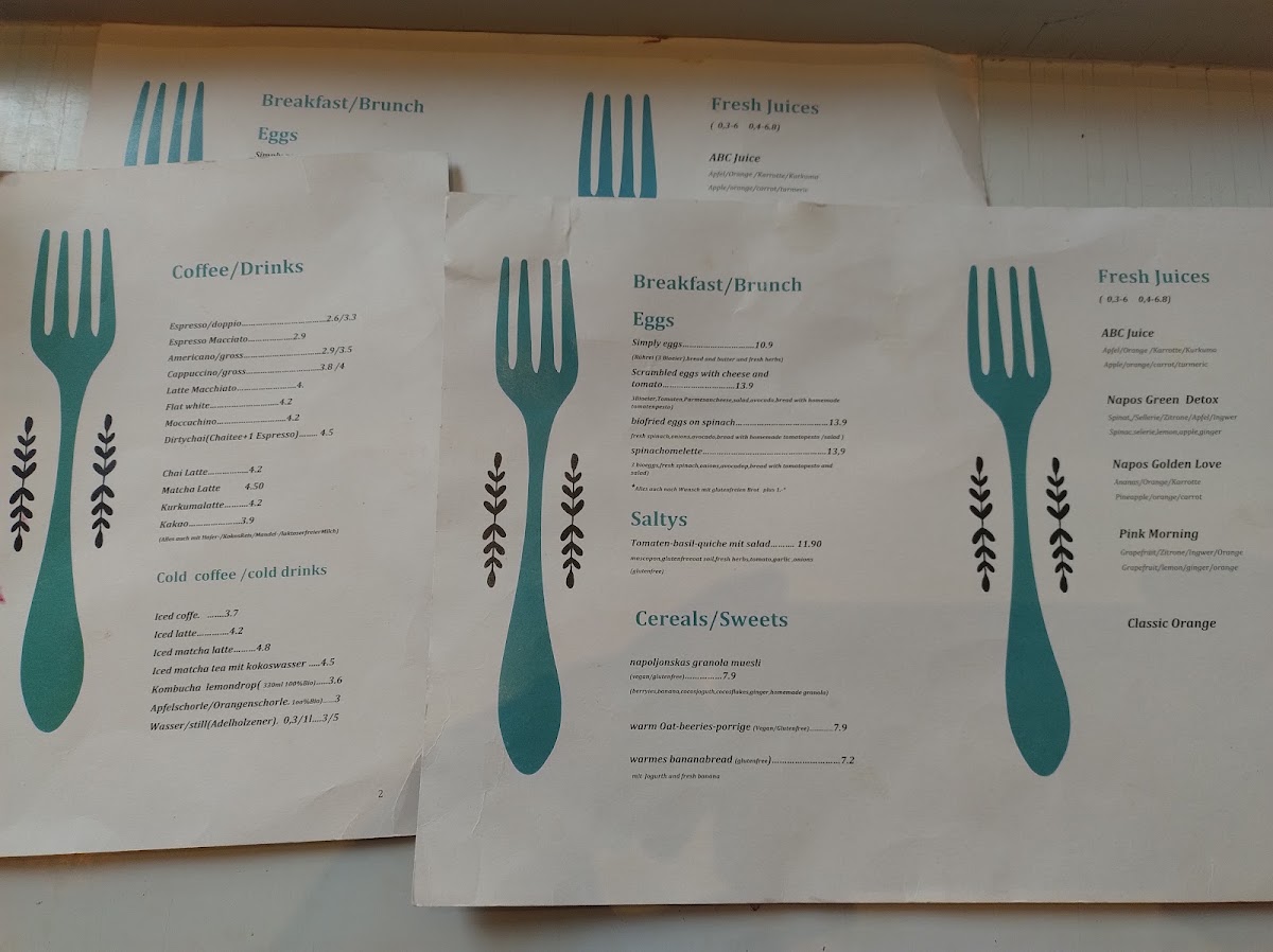 Napoljonska – Café & Brunch menu board
