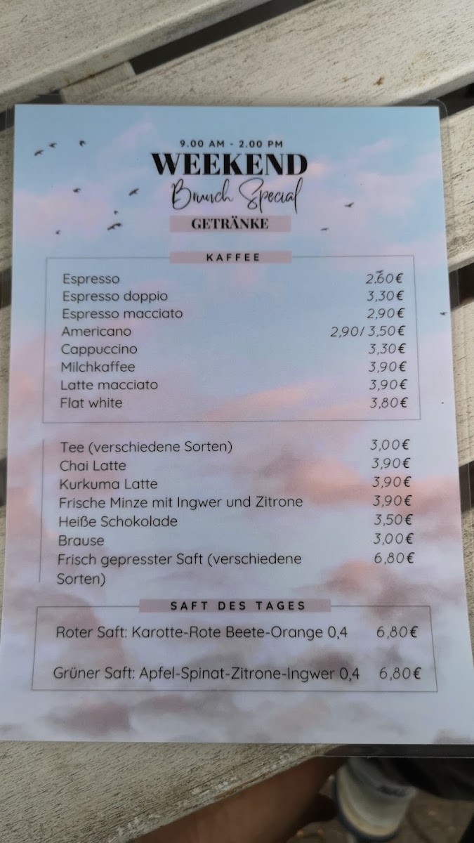 Napoljonska – Café & Brunch menu board