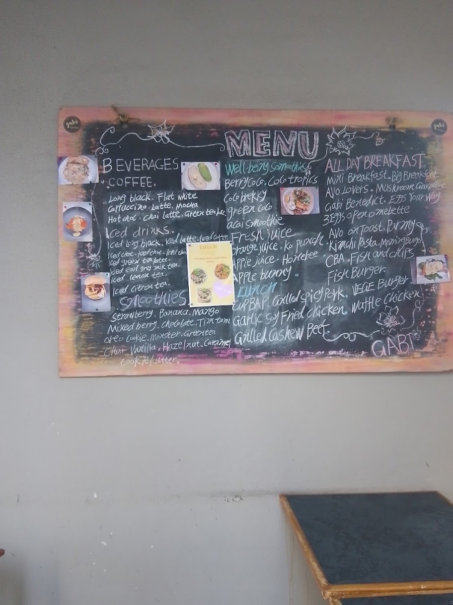 Gabi Cafe menu board