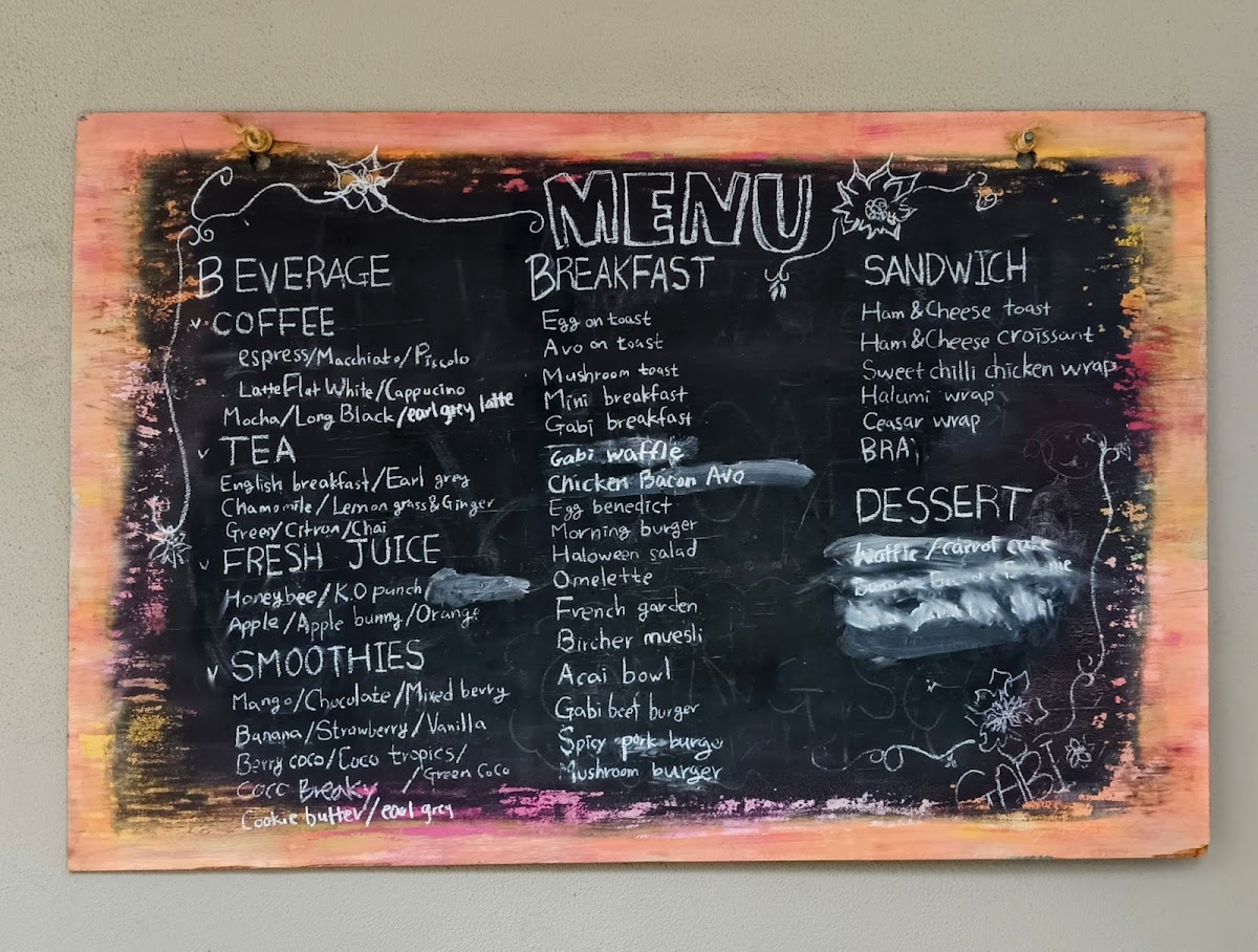 Gabi Cafe menu board