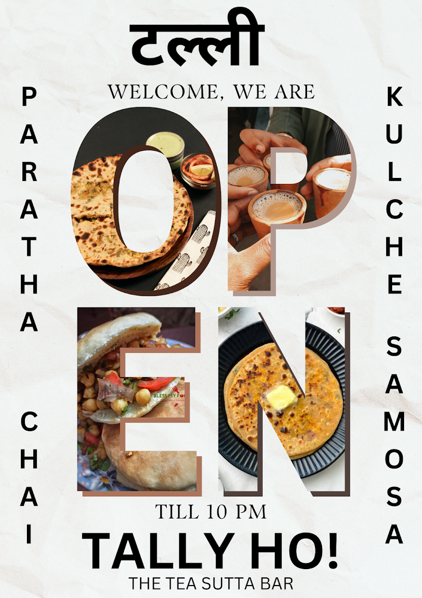 Tally ho! Cafe, Catering & Street Food menu board