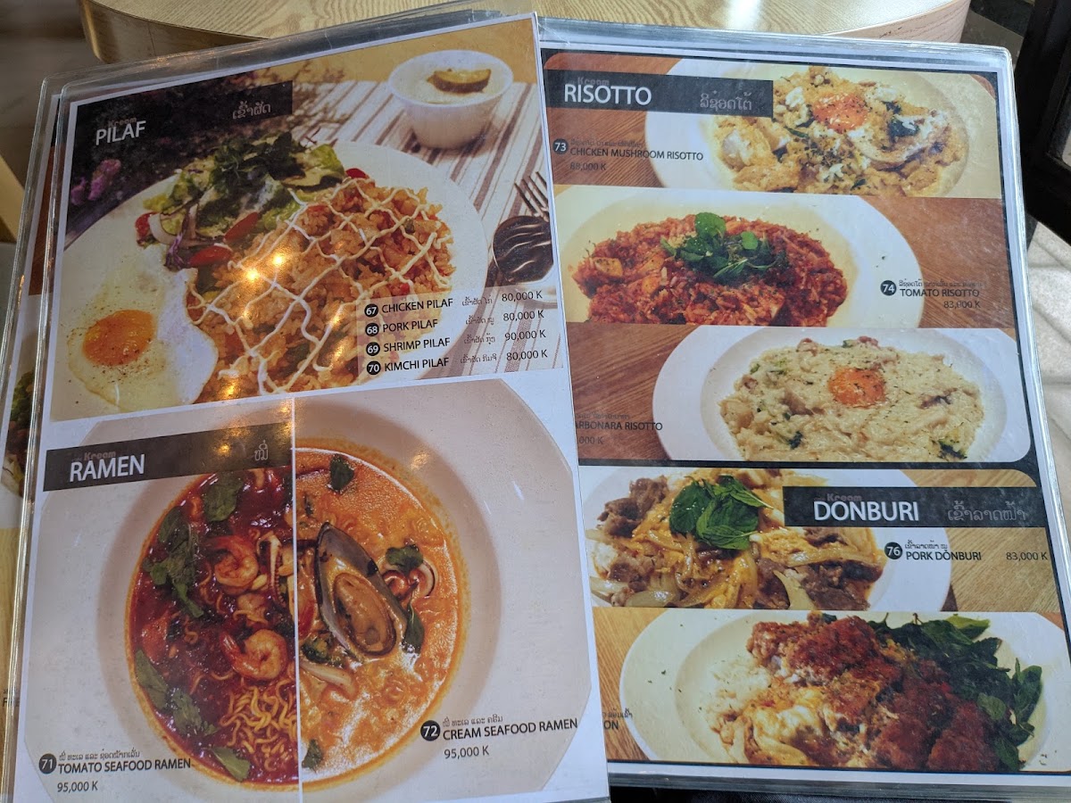 Café Kream menu board