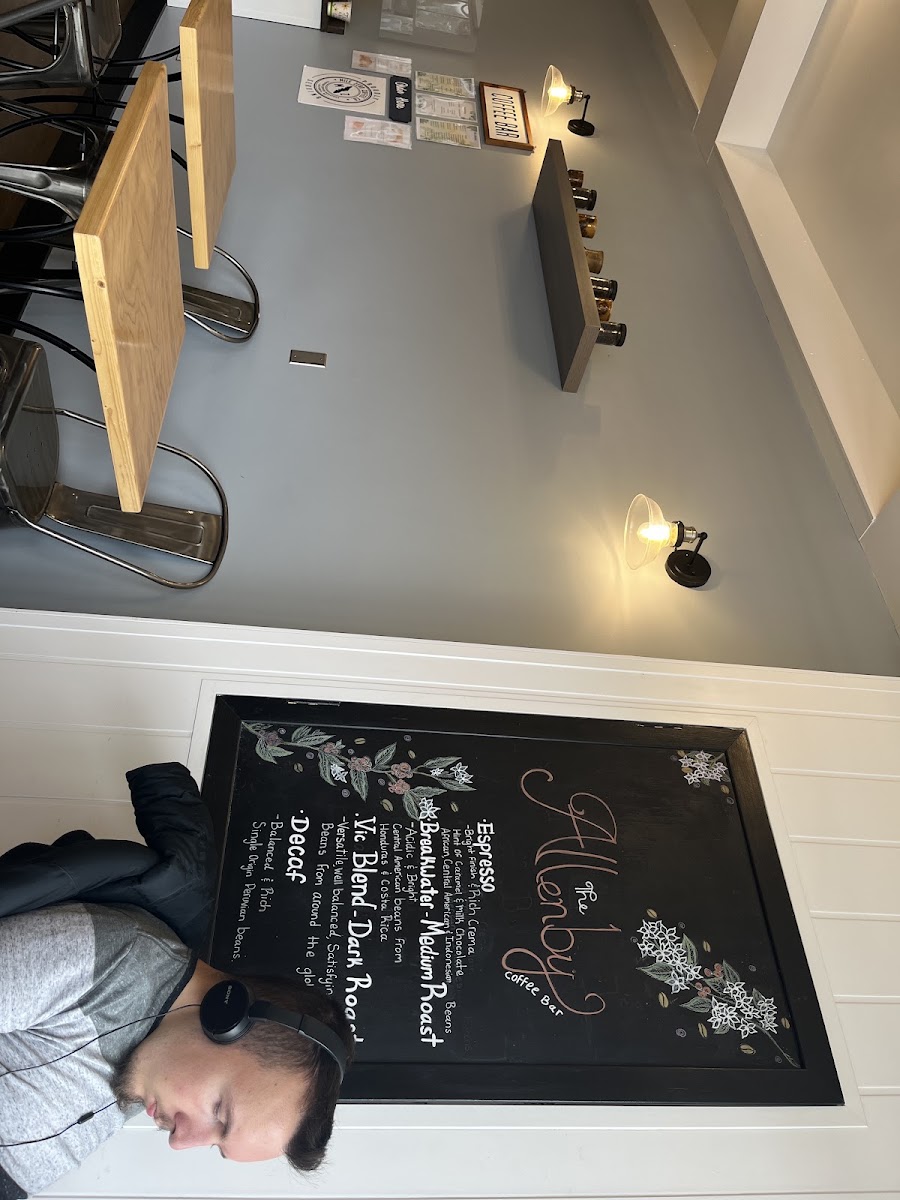 the Allenby Coffee Bar menu board