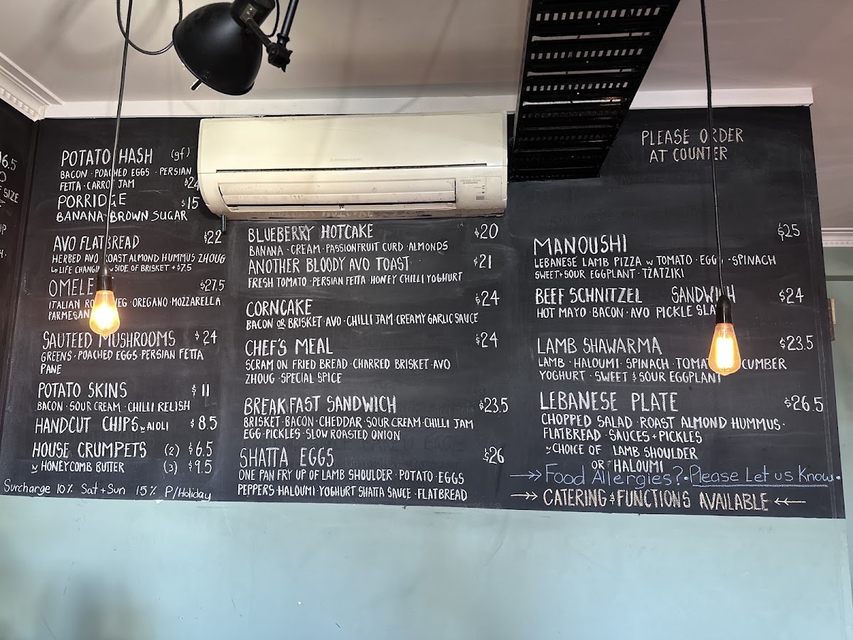 Sarmic Cafe menu board