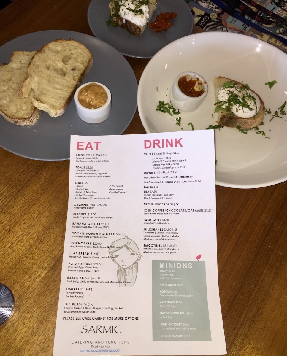 Sarmic Cafe menu board
