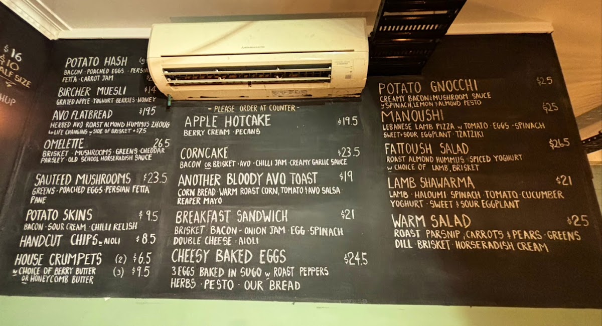 Sarmic Cafe menu board