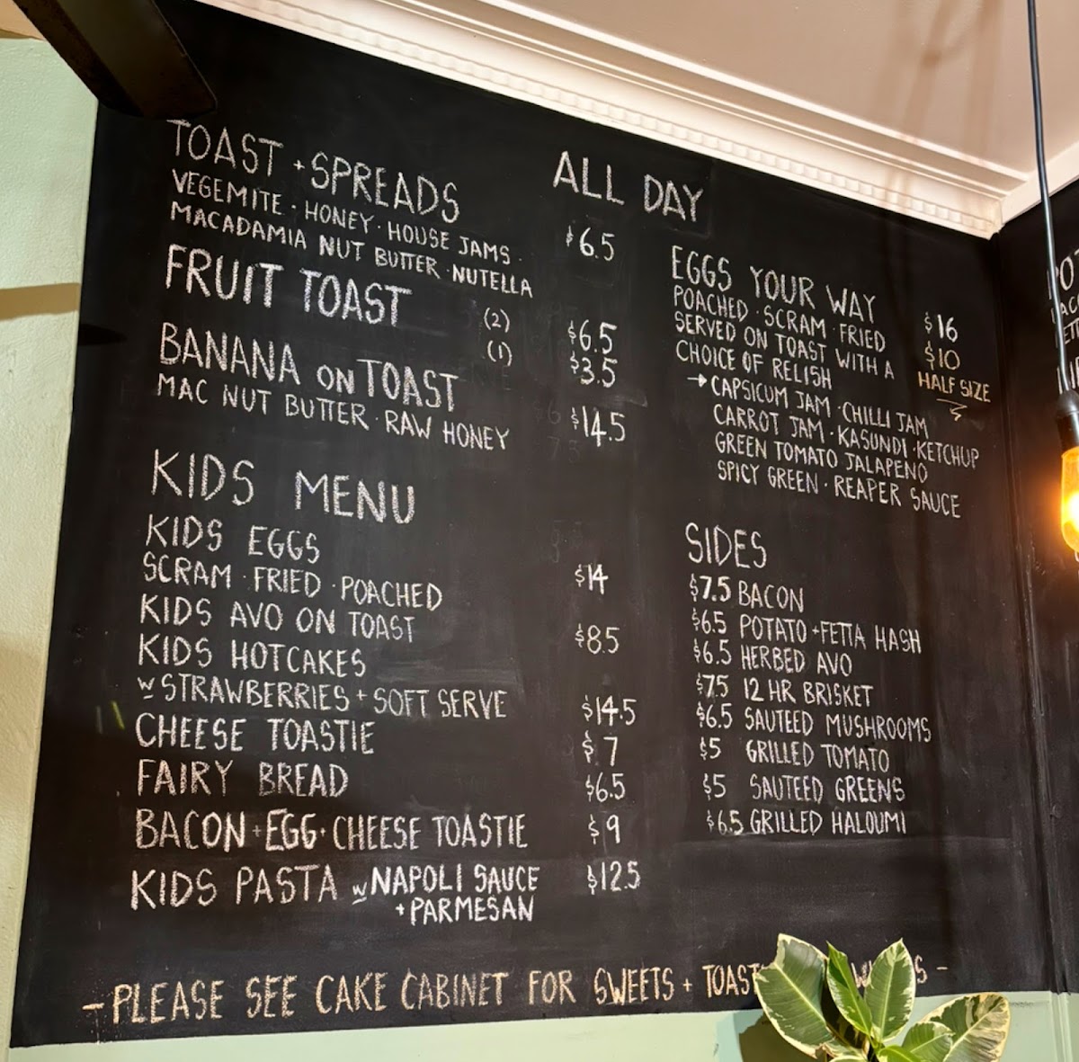 Sarmic Cafe menu board