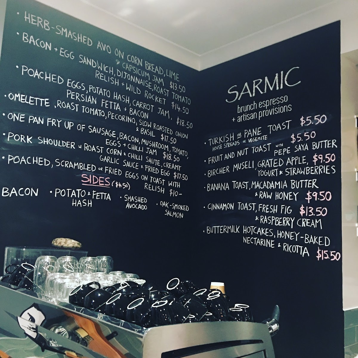 Sarmic Cafe menu board