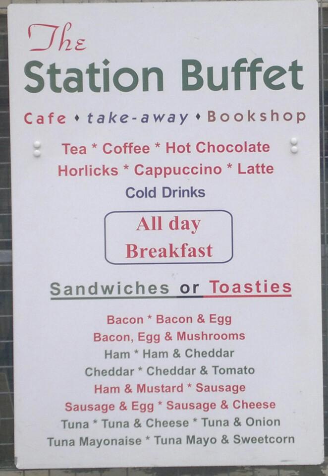 The Station Buffet menu board