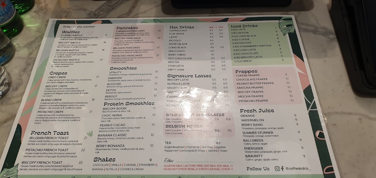 Caffe & Co. Oran Park menu board