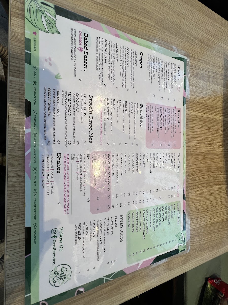 Caffe & Co. Oran Park menu board