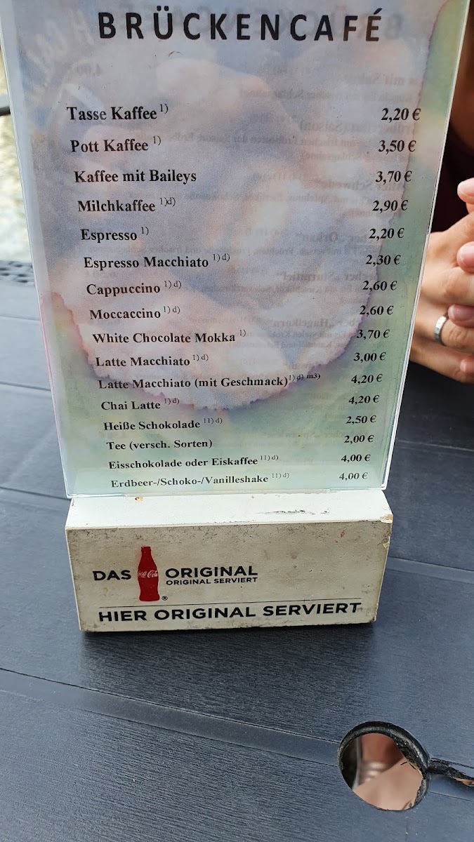 Brückencafé am Heineufer menu board