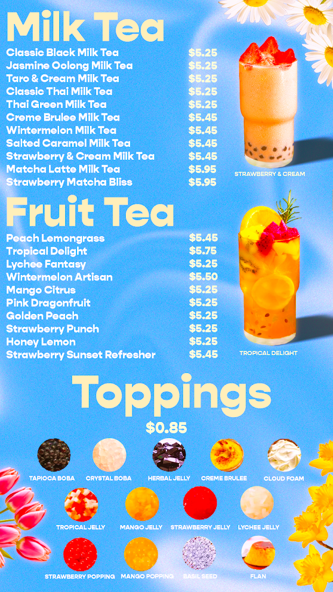 Leaf Teahouse West Central menu board