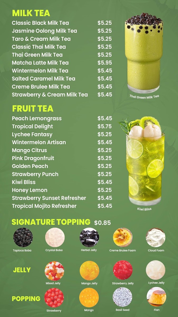 Leaf Teahouse West Central menu board