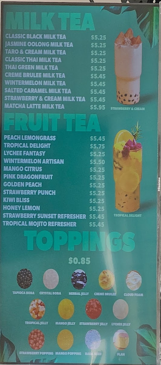 Leaf Teahouse West Central menu board