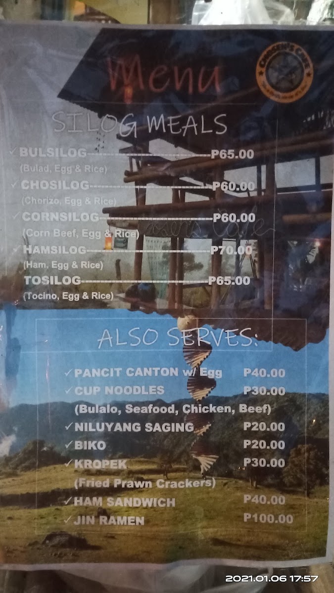 Chosen's cafe menu board