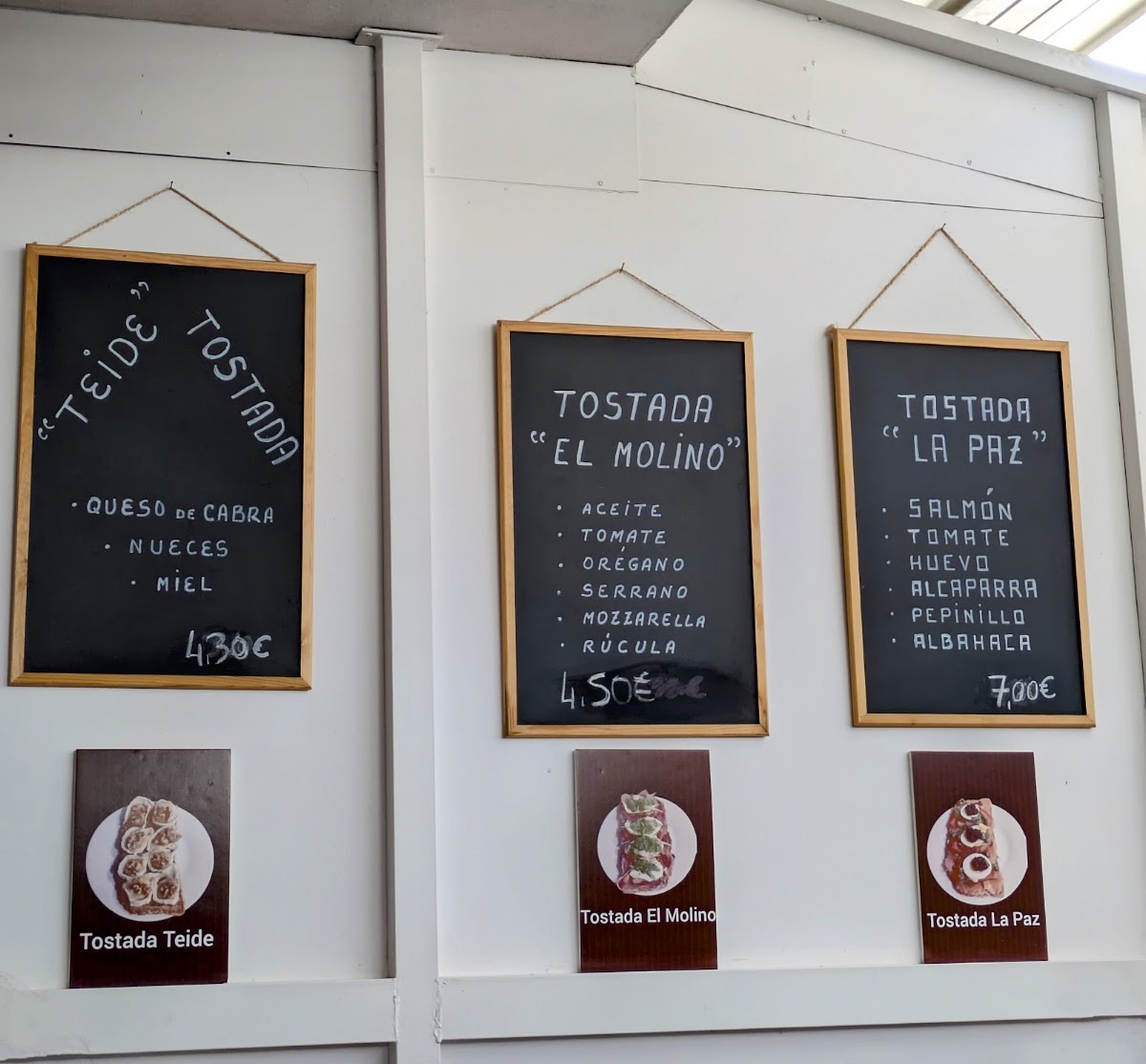 El Molino De La Paz menu board