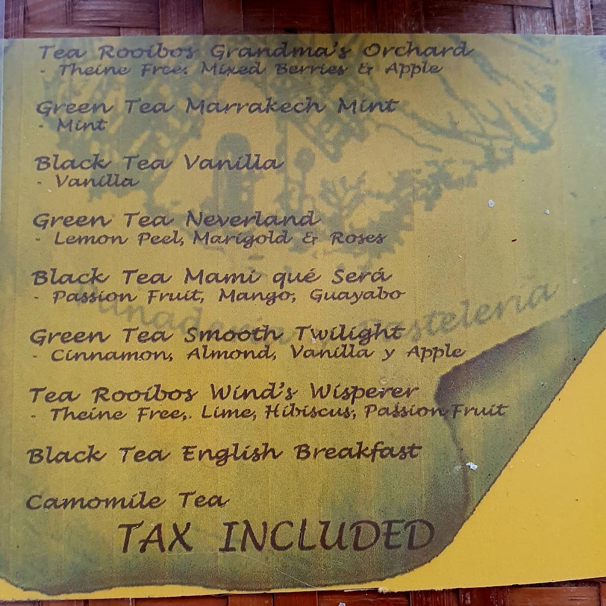 El Molino De La Paz menu board