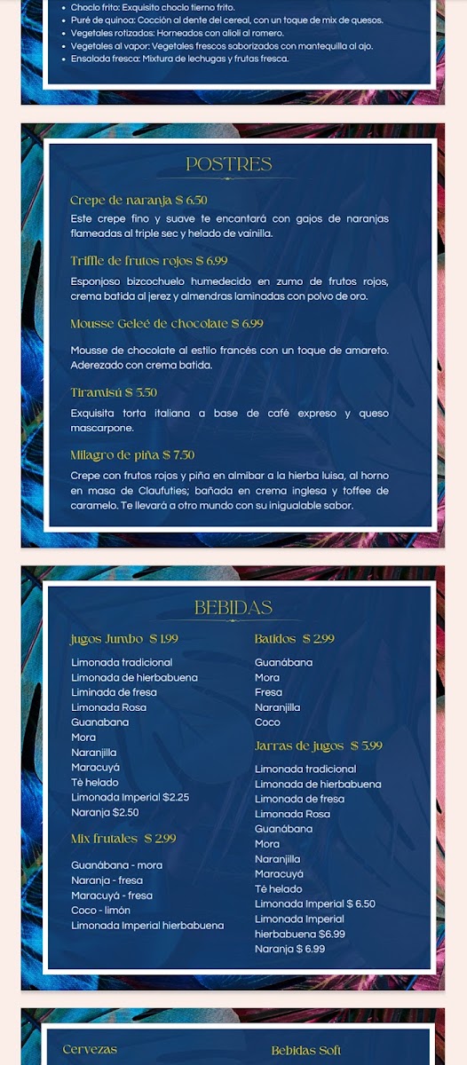 QUINDE BISTRO menu board