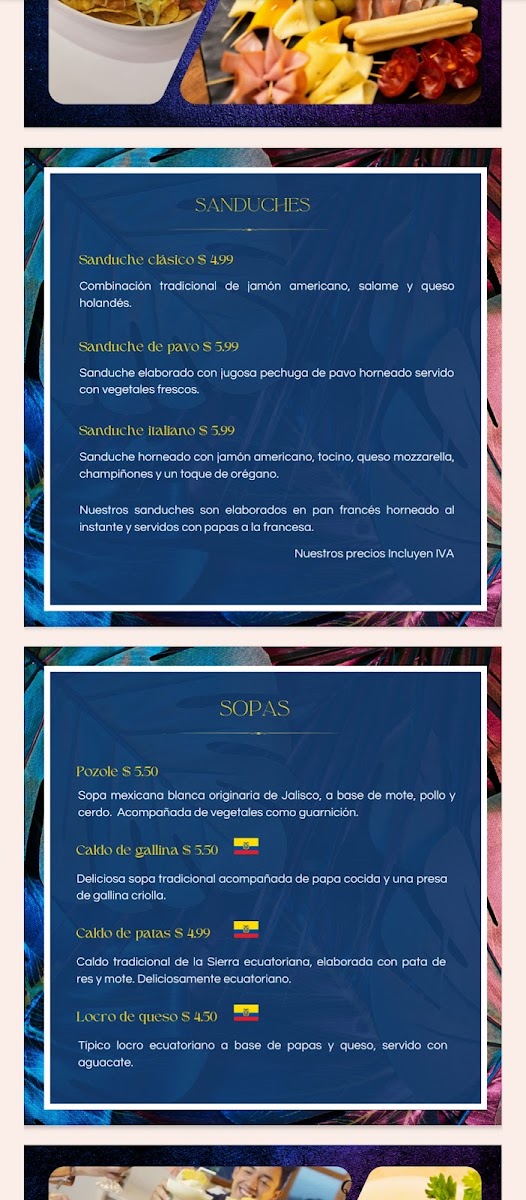QUINDE BISTRO menu board