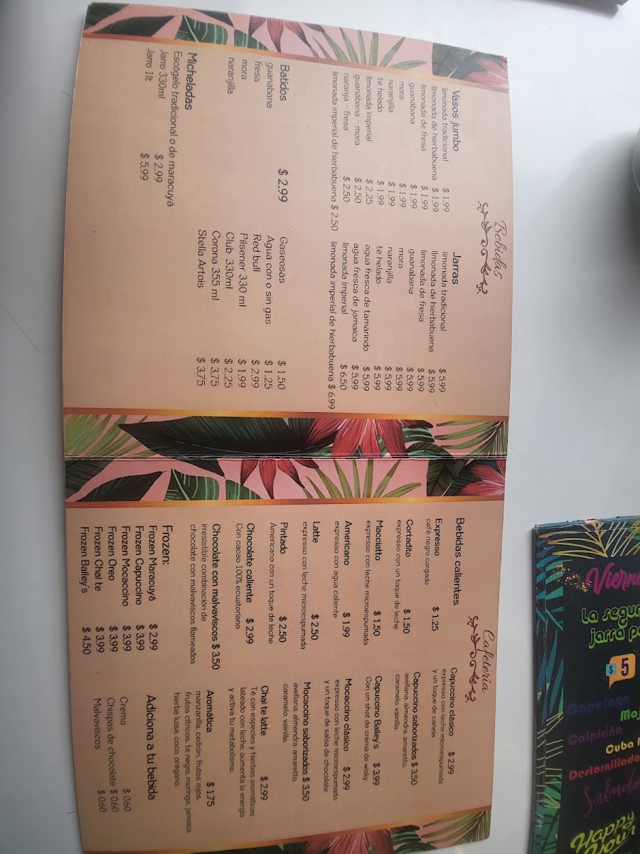 QUINDE BISTRO menu board