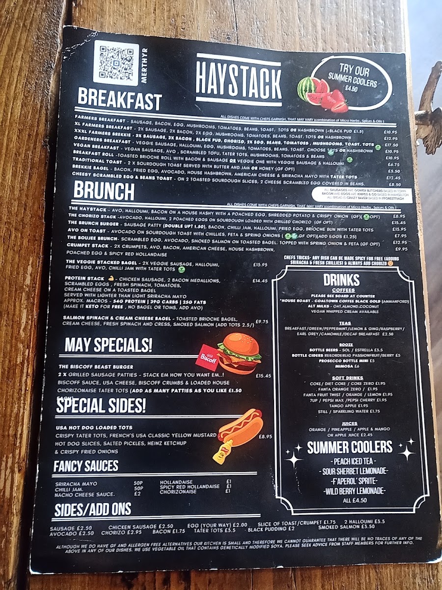 Haystack Cafe menu board