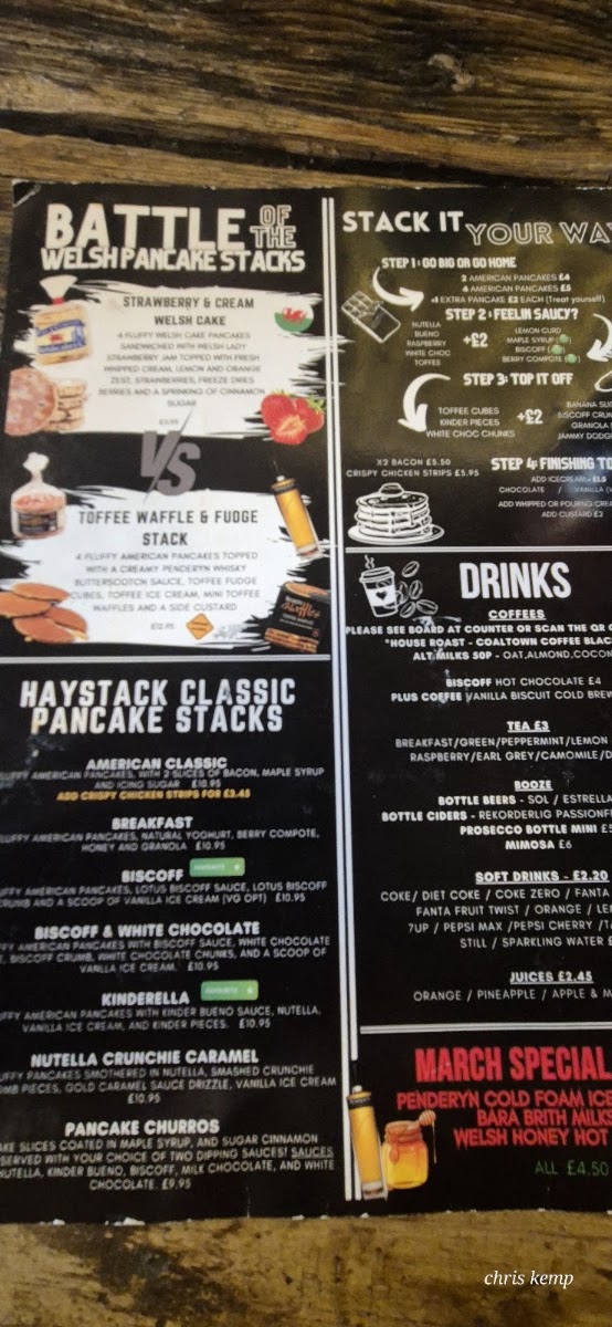 Haystack Cafe menu board
