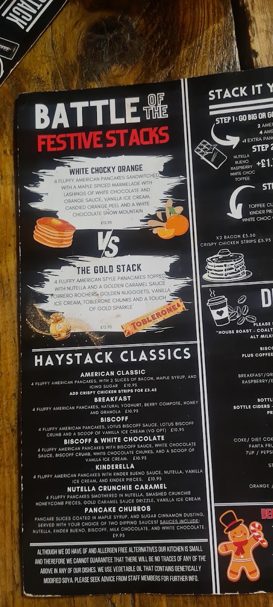 Haystack Cafe menu board
