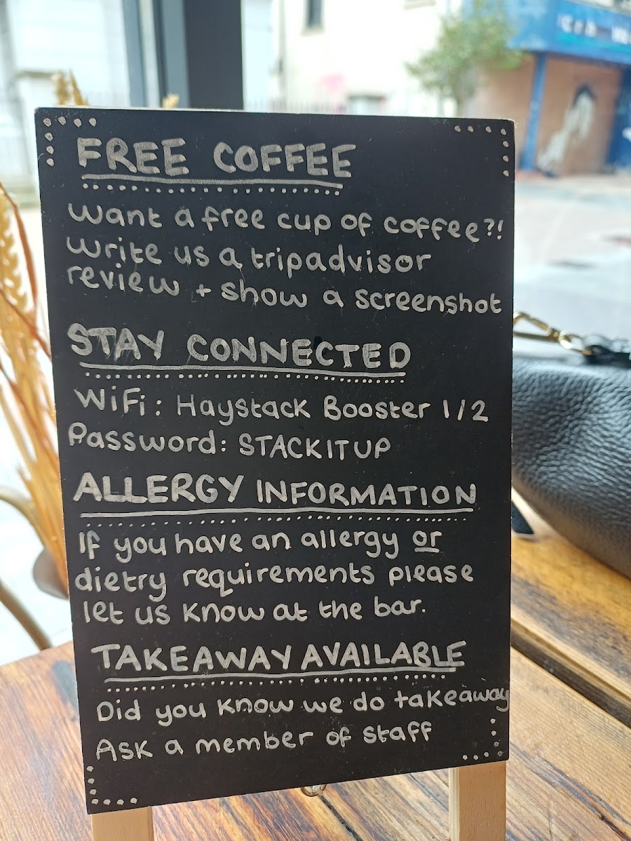 Haystack Cafe menu board