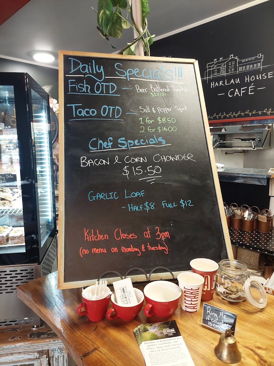 Harlau House Cafe (formerly The Stables) menu board