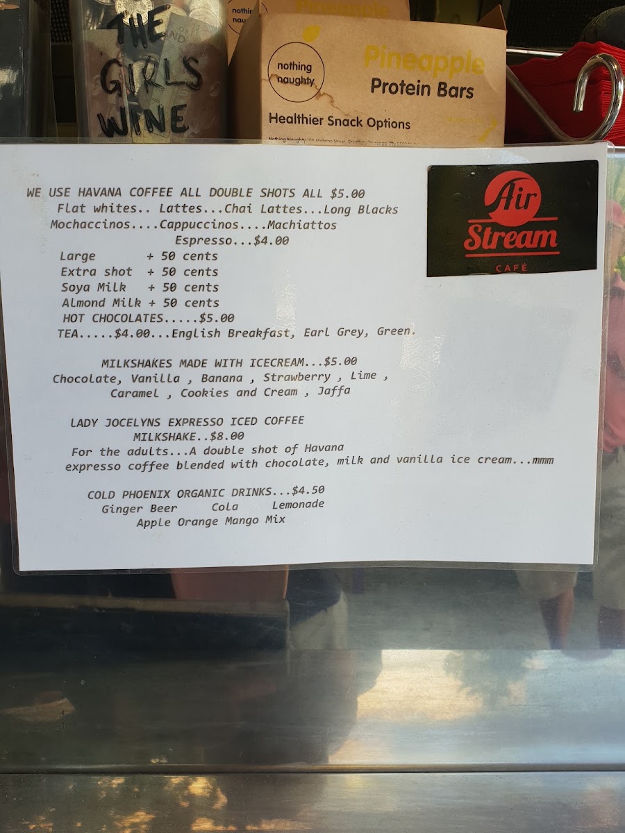 Airstream Cafe menu board