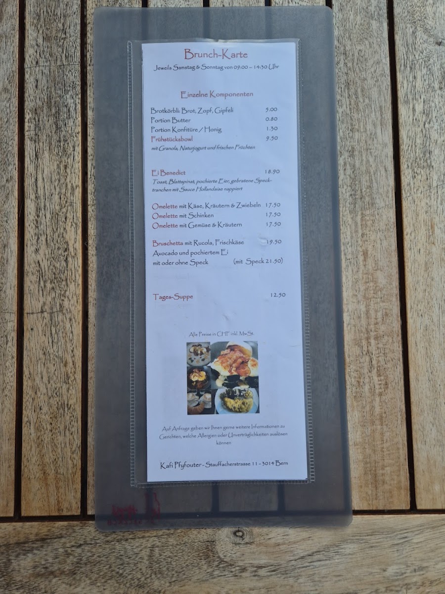 Kafi Pfyfouter menu board