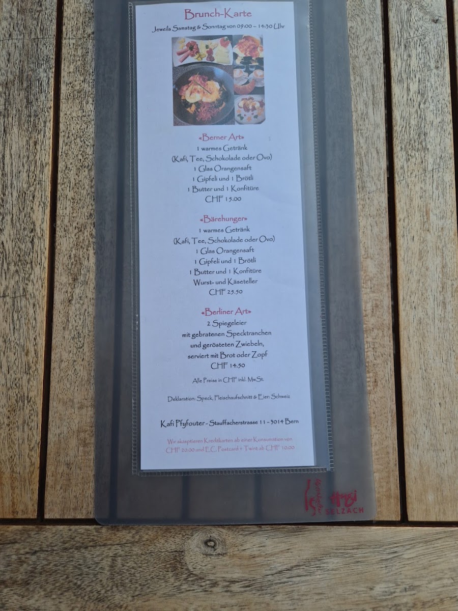 Kafi Pfyfouter menu board