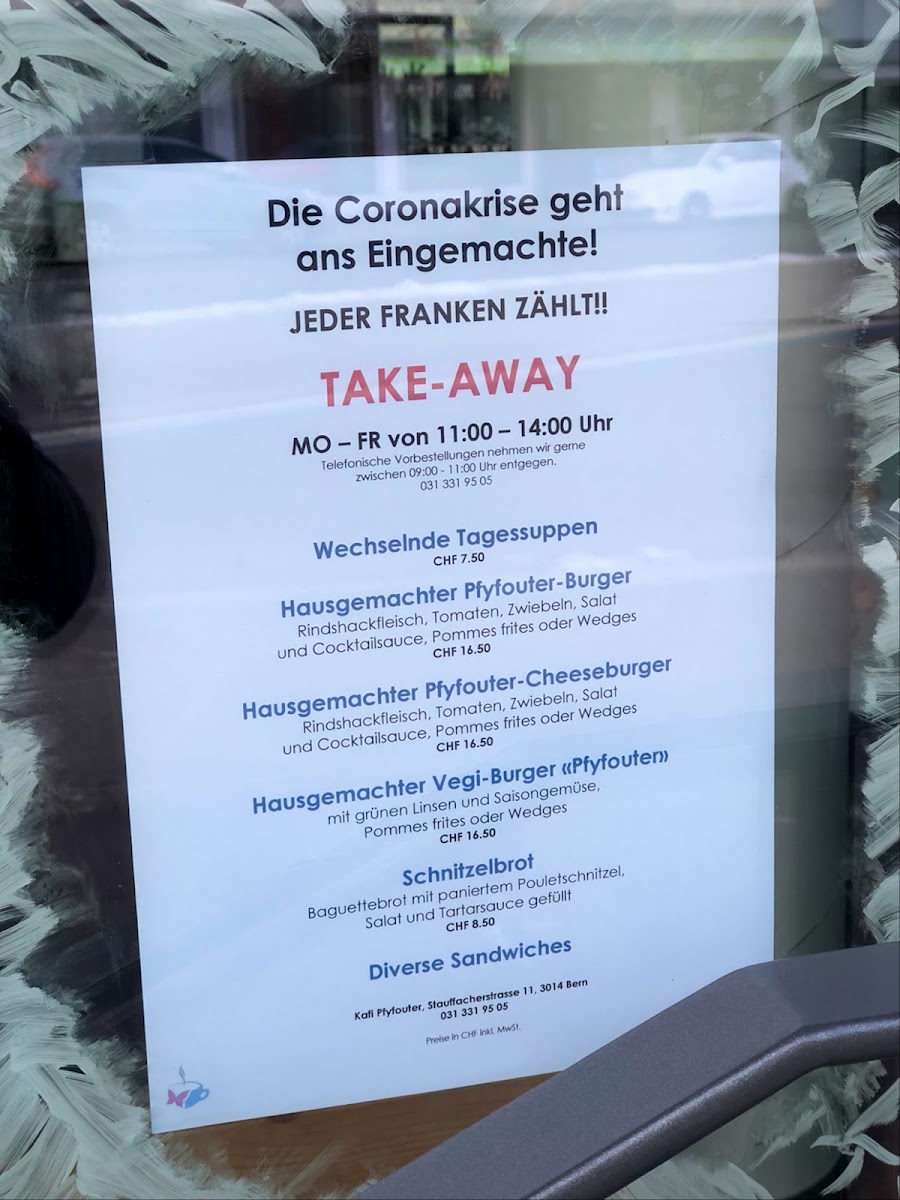 Kafi Pfyfouter menu board