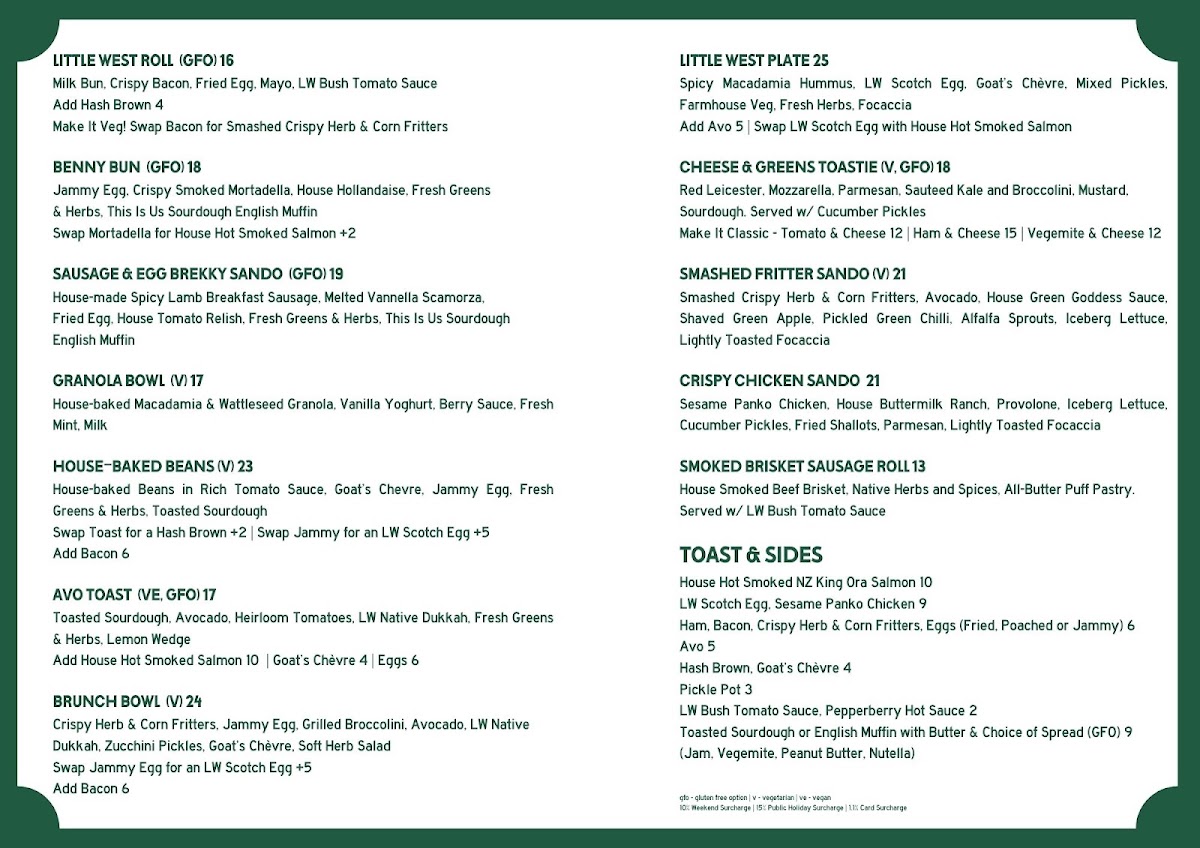 Little West menu board