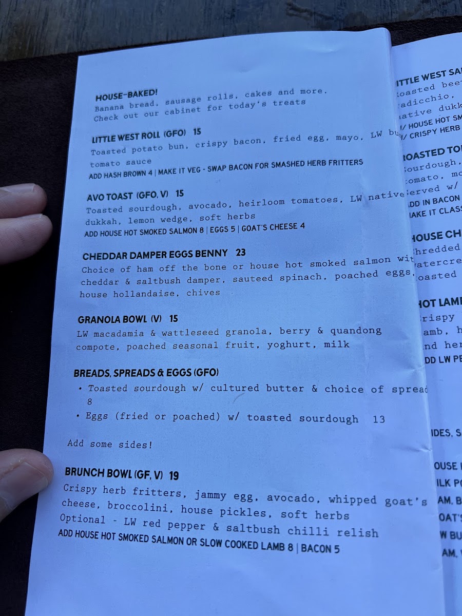 Little West menu board