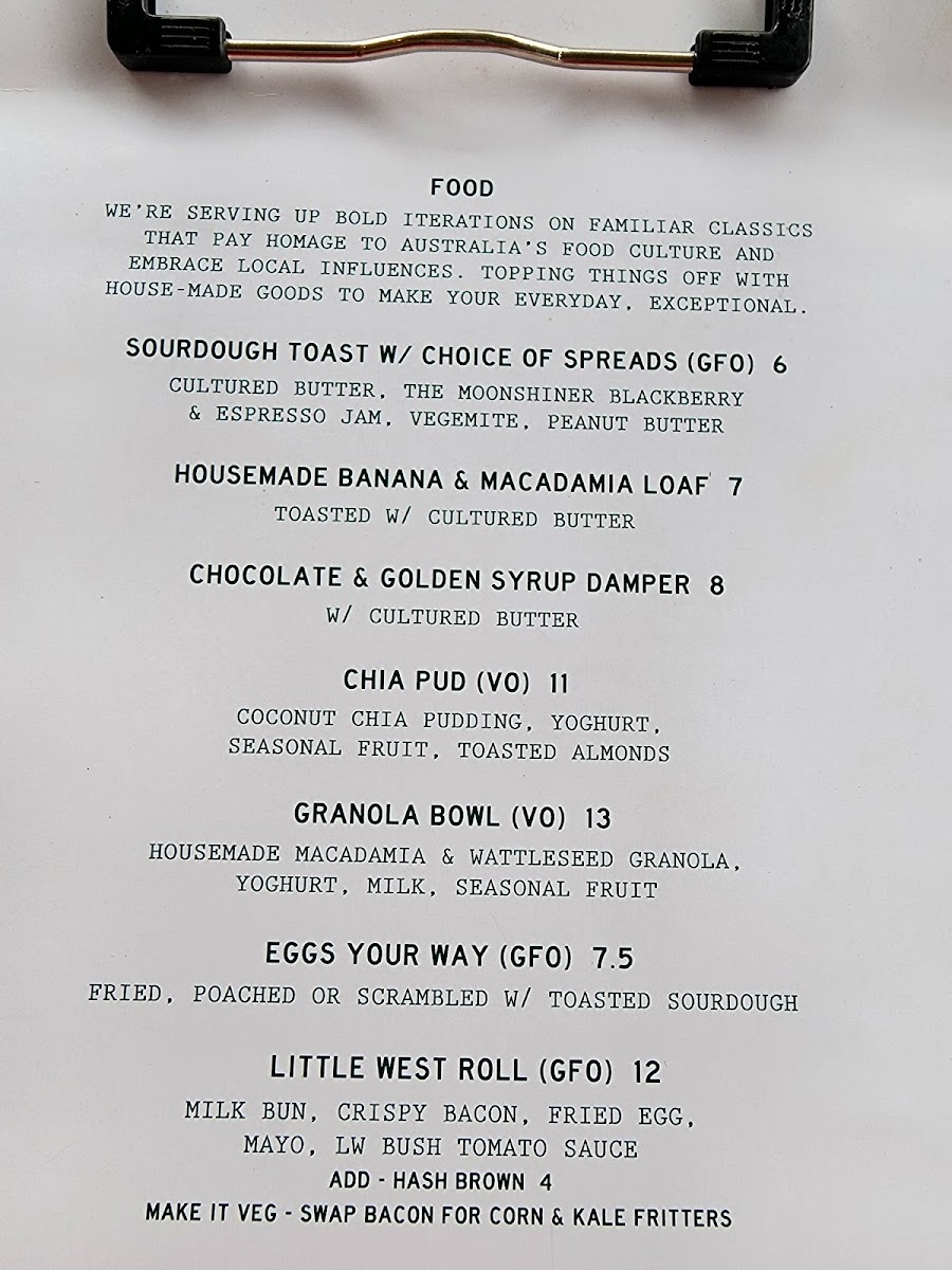 Little West menu board
