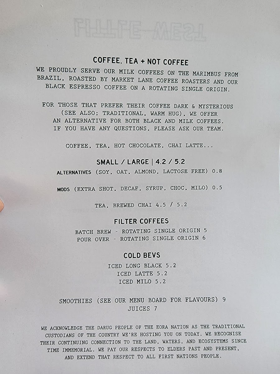 Little West menu board